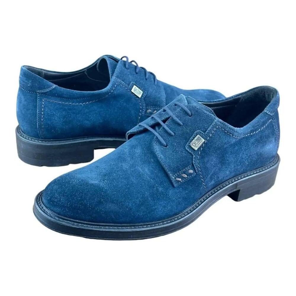 Galizio Torresi Men's Blue  Suede Oxford